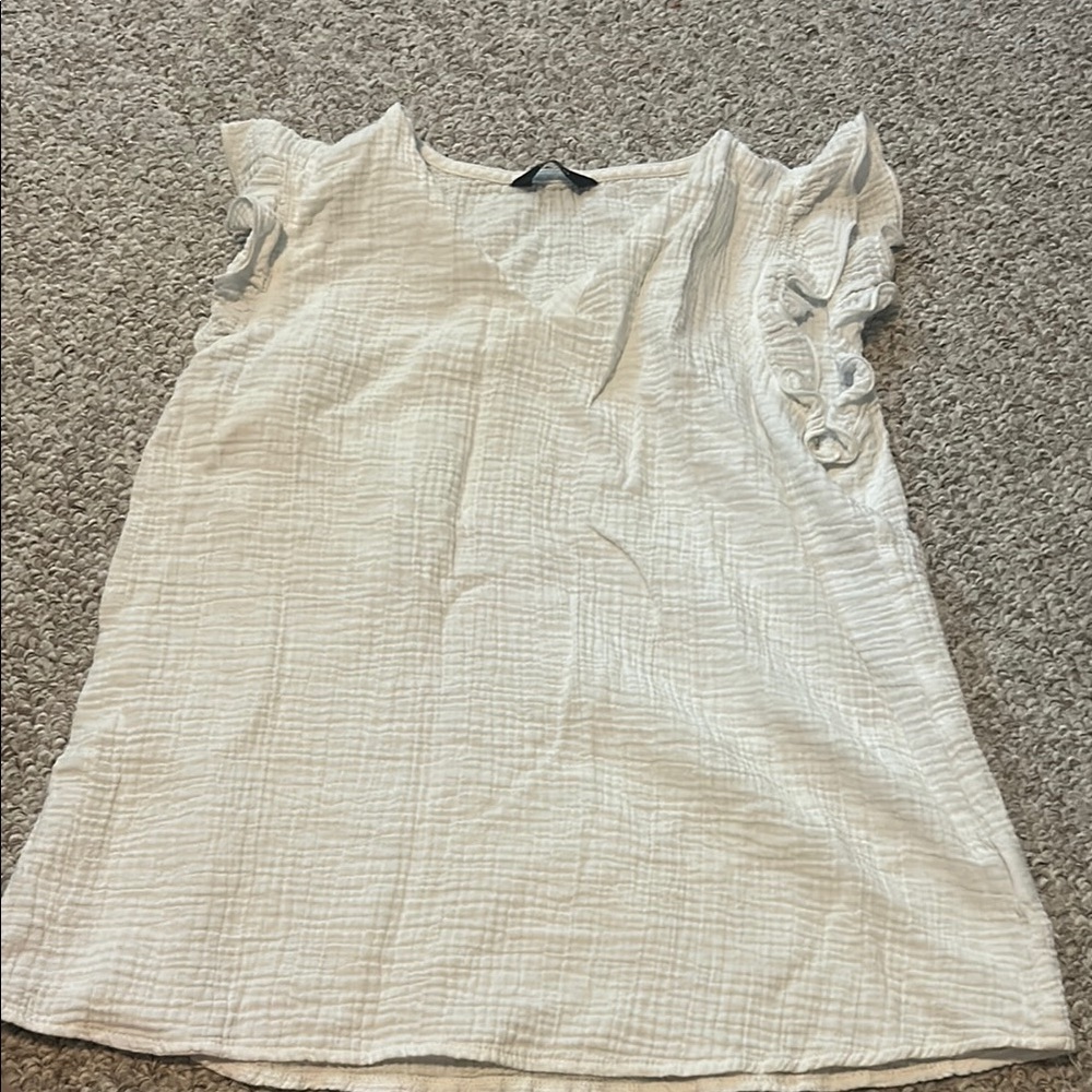 Elegant Cream Ruffle Sleeve Blouse